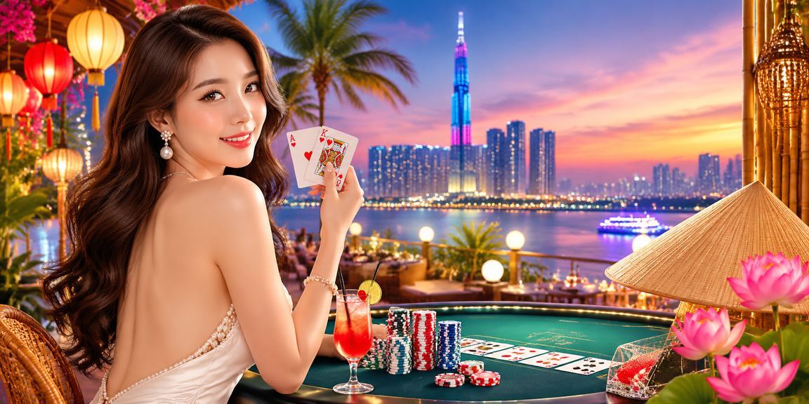 Người chơi TP.HCM đội nón lá tham gia bàn baccarat trực tiếp vào buổi tối